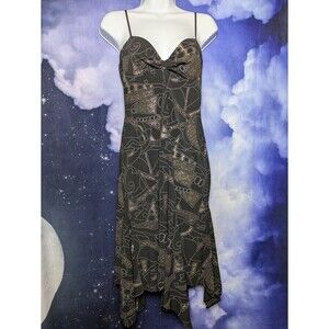 Y2K Mystic Black Glitter Babydoll Slip Dress Small/Medium Club Rave Handkerchief